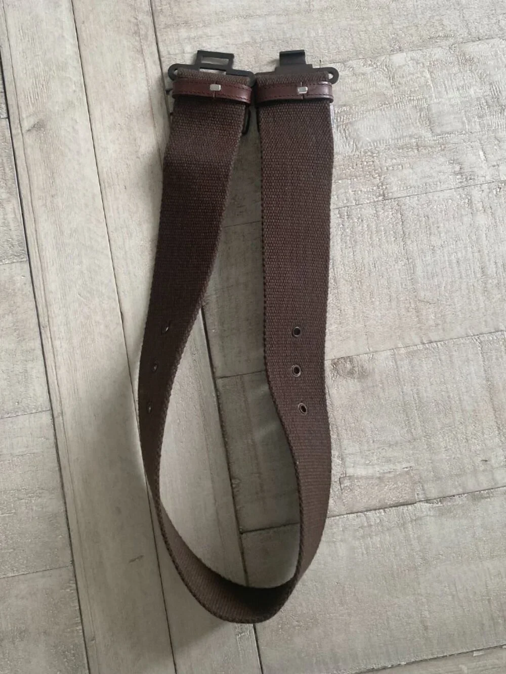 Vintage Military Style Brown Canvas Web Waist Belt
